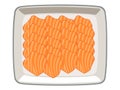 Salmon sliced ÃÂ¢Ã¢âÂ¬Ã¢â¬Â¹ÃÂ¢Ã¢âÂ¬Ã¢â¬Â¹ÃÂ¢Ã¢âÂ¬Ã¢â¬Â¹in a plate on a white background